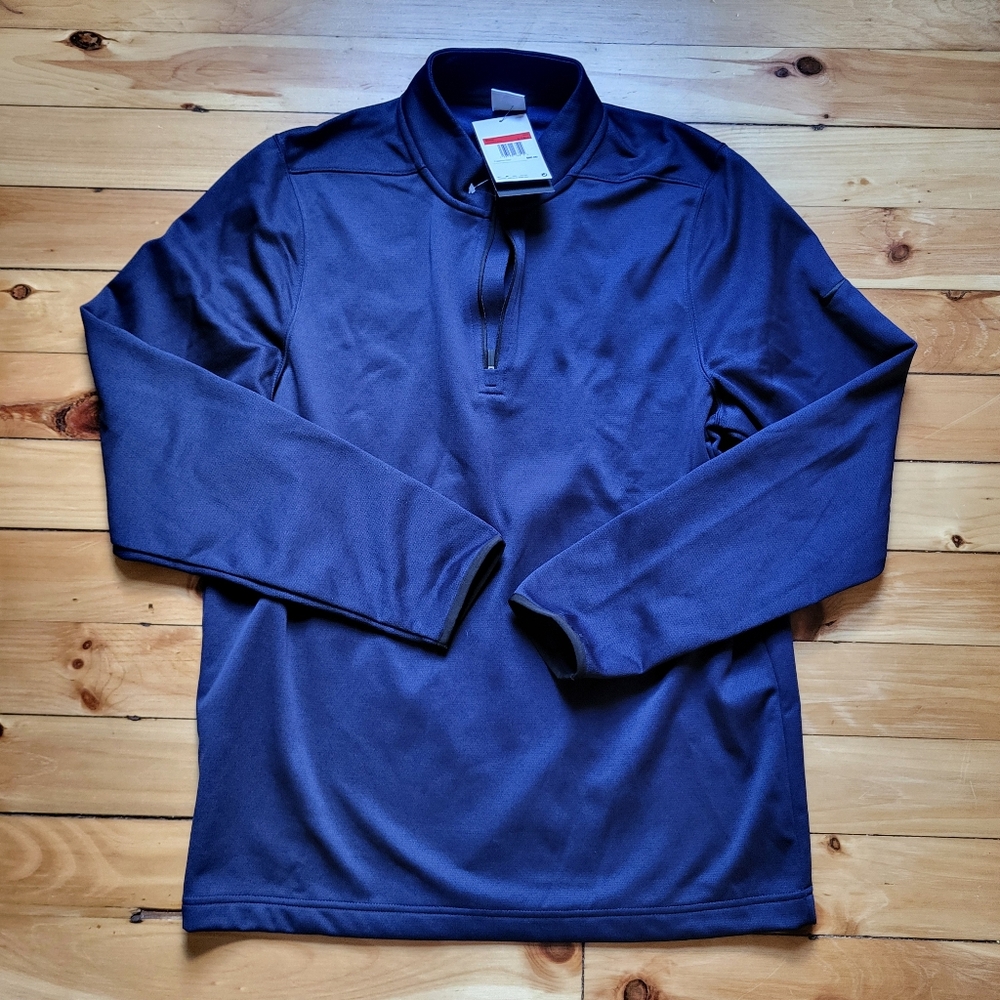 Nike Therma Fit Sweatshirt Mens LT Navy 1/4 Zip Fleece Lined Polyester School